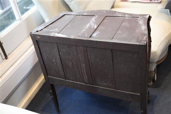 A Louis XVI marble topped and ormolu mounted serpentine commode, W.2ft 8in.